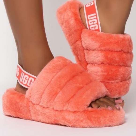 UGG | Shoes | Brand New Ugg Fluff Yeah Silde Sandal Slippers Bright Coral  Orange | Poshmark